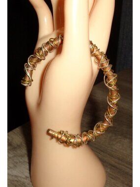 Handmade Copper Coil Zig Zag Wire Wrapped Cuff Bracelet Industrial Boho Rustic 7